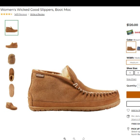 L.L. Bean Genuine Lamb Fur Women’s Wicked Good Slippers, Boot Moc Size 7 - Picture 8 of 8